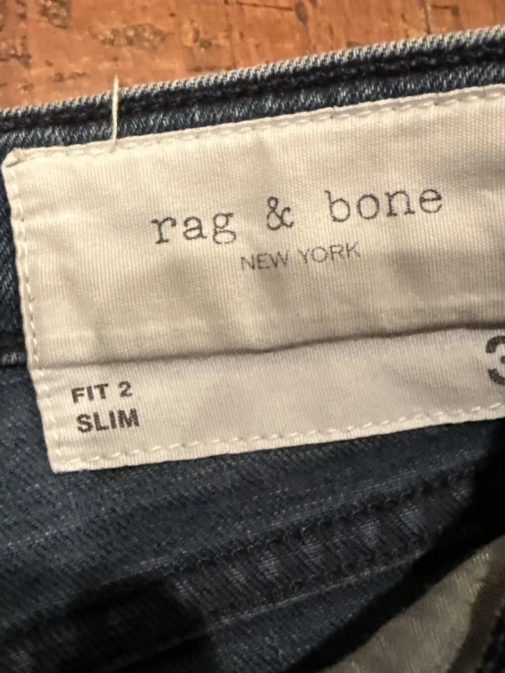 Rag & Bone Men’s 38X29 Fit 2 Slim Fit Jeans Dark Wash Blue Denim